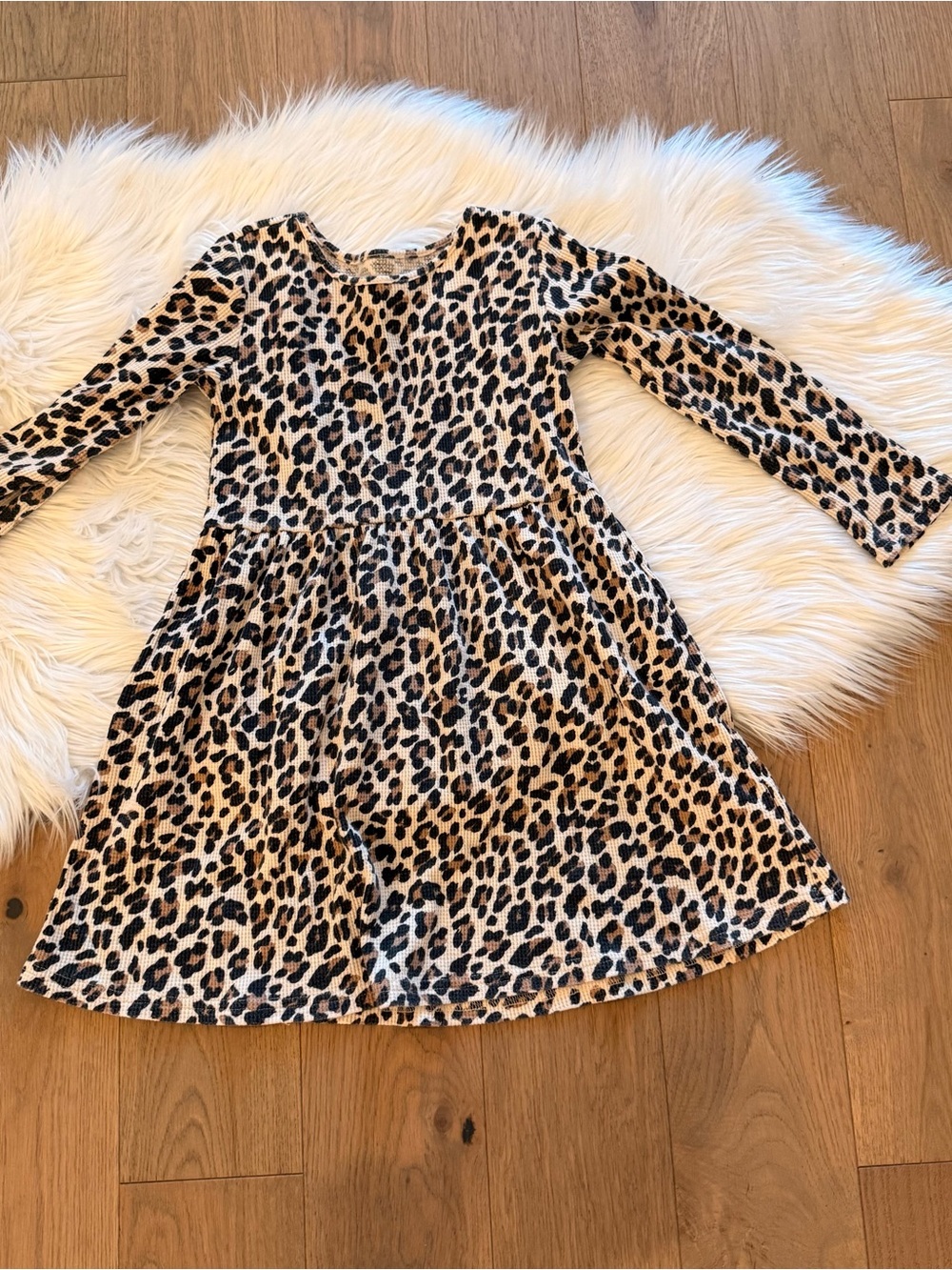 The Children's Place Leopard Print Long Sleeve Dress - Tan & Black